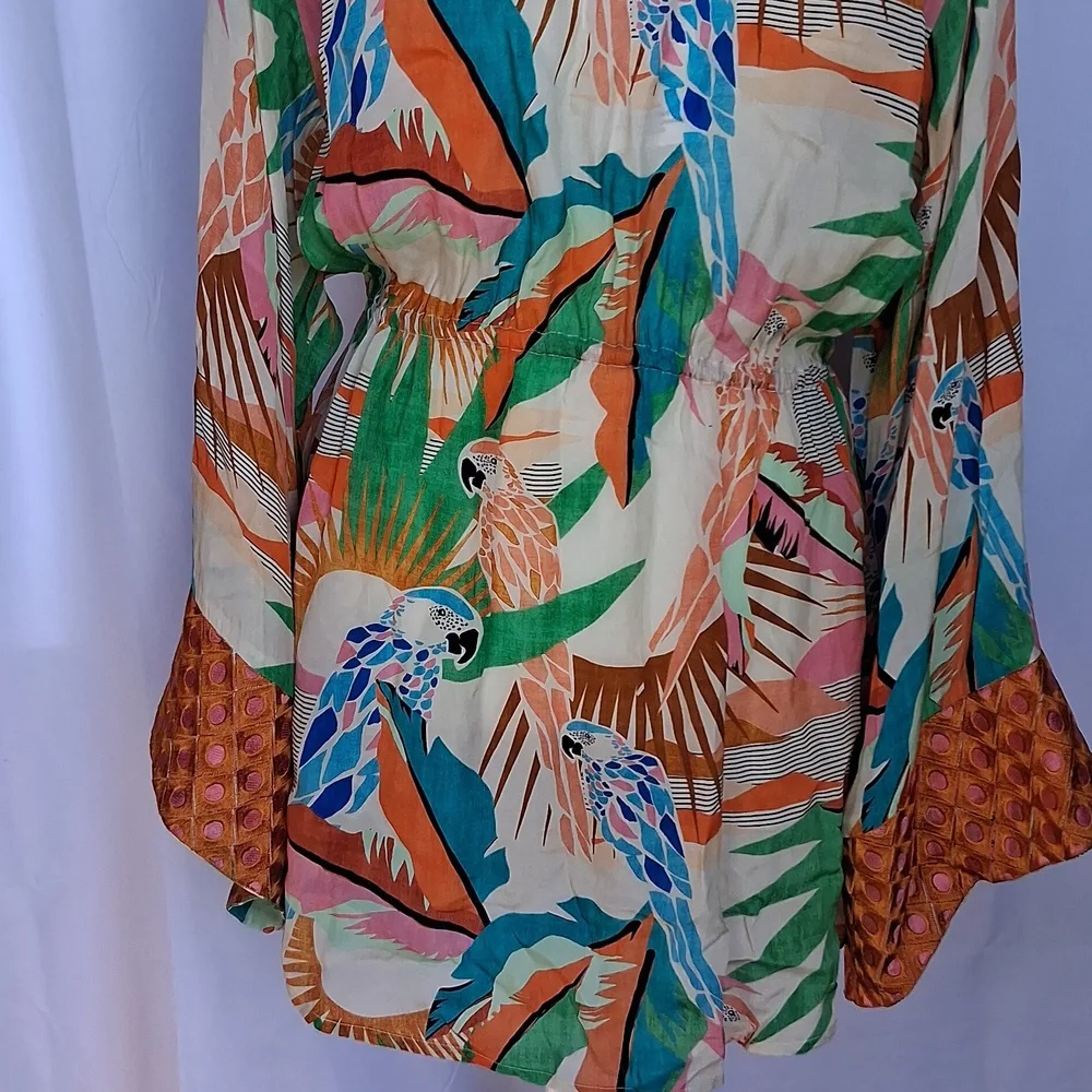Taj By Sabrina Crippa Tres Marias Orange Kimono Cardigan S Tropical Resortwear - Picture 12 of 17